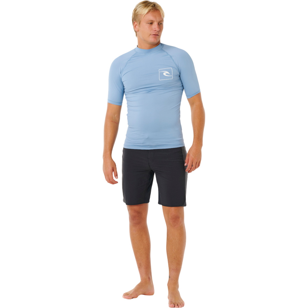 2026 Rip Curl Da Uomo Canotta In Lycra A Maniche Corte Streamline UPF 172MRV - Faded Denim
